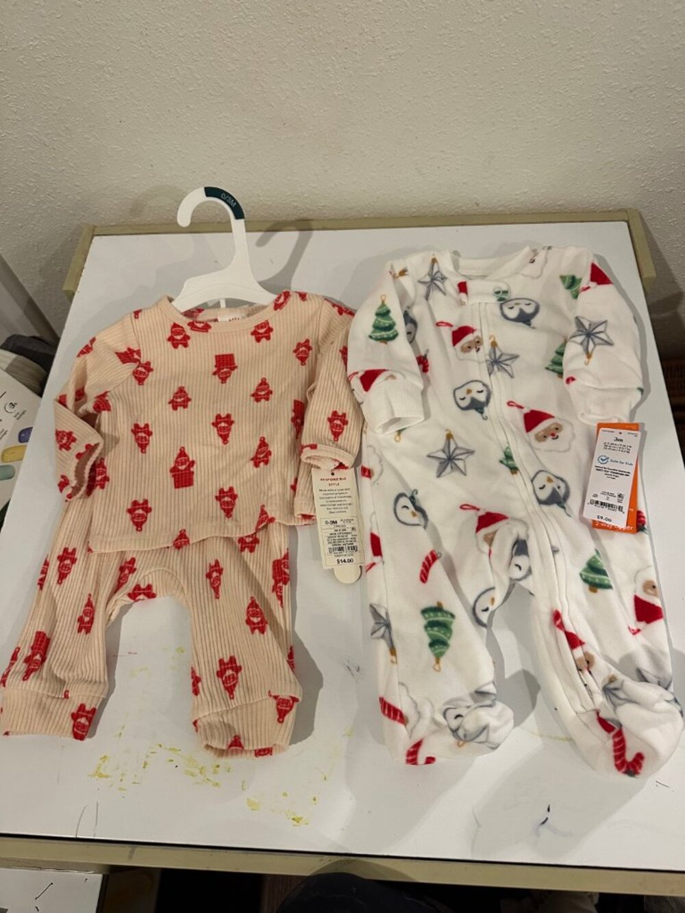 Baby Christmas Pajama Lot Cat & Jack Santa Set and Carter's Fleece Sleeper NWT